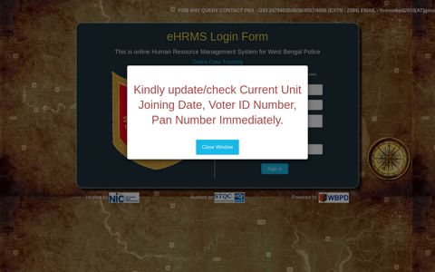 eHRMS Login Form - West Bengal Police