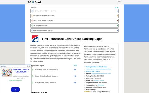 First Tennessee Bank Online Banking Login - CC Bank