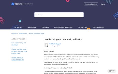 Unable to login to webmail on Firefox – Flock Mail