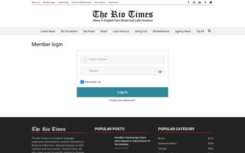 Member login | The Rio Times