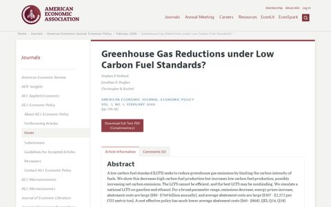 Greenhouse Gas Reductions under Low Carbon Fuel ...