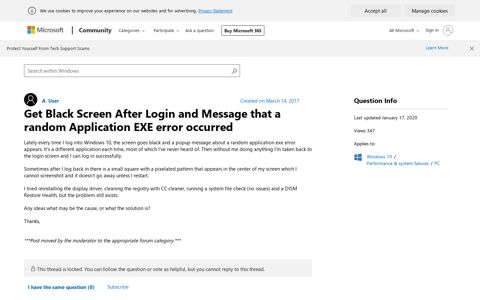 Get Black Screen After Login and Message that a random ...