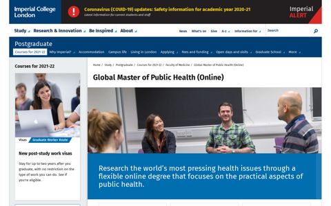 Global Master of Public Health (Online) | Study | Imperial ...