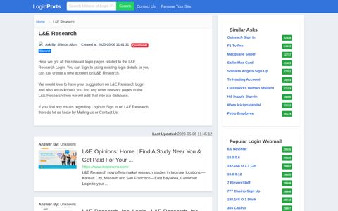 Login L&E Research or Register New Account - LoginPorts