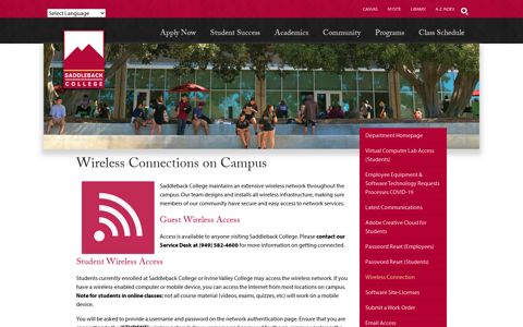 Wireless Connections on Campus | Saddleback College