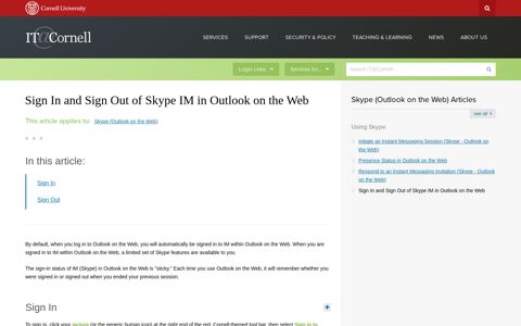 Sign In and Sign Out of Skype IM in Outlook on the Web | IT ...