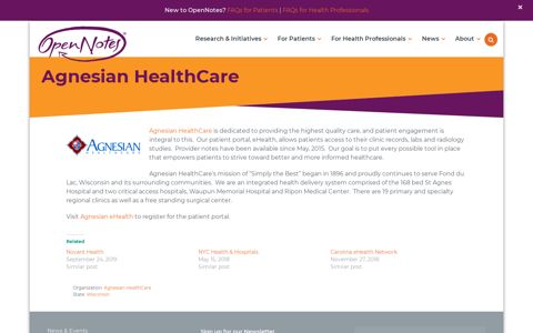 Agnesian HealthCare - OpenNotes