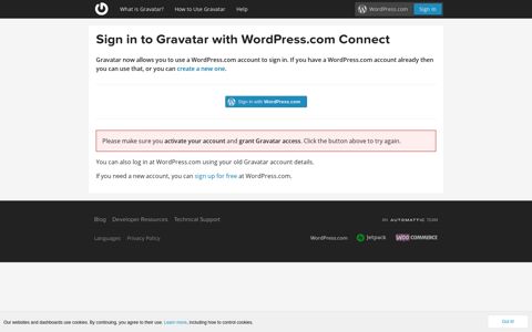 Sign in to Gravatar with WordPress.com Connect