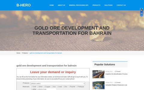 「gold ore development and transportation for bahrain」