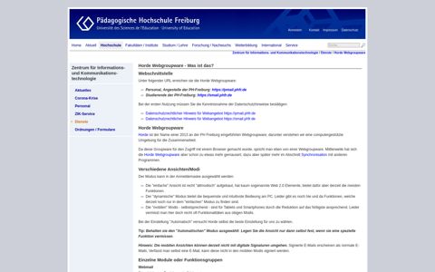 ZIK: Horde Webgroupware - Pädagogische Hochschule Freiburg