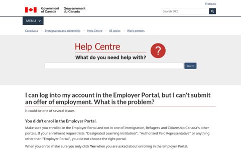 I can log into my account in the Employer Portal, but I can't ...