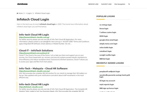 Infotech Cloud Login ❤️ One Click Access