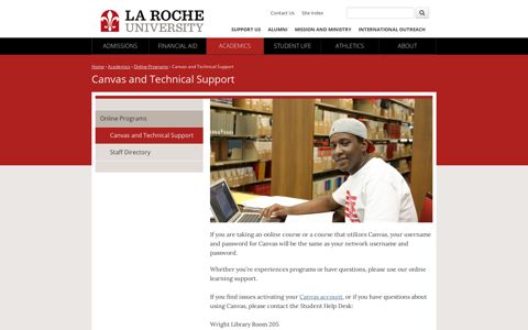 Canvas and Technical Support | La Roche University