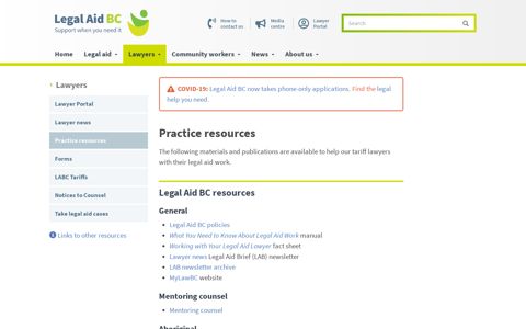 Practice resources | Legal Aid BC