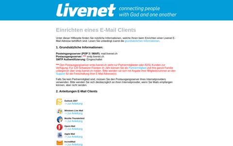 Hilfe / FAQ :: Livenet Webmail :: Free mail @livenet.ch gratis E ...