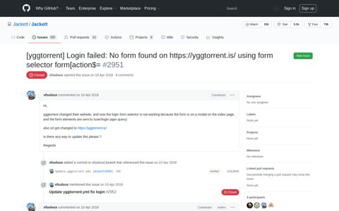[yggtorrent] Login failed: No form found on https://yggtorrent.is ...