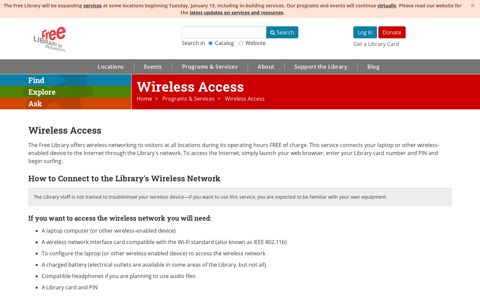Wireless Access - Free Library