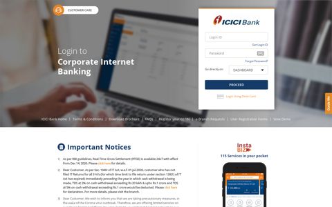 Login to corporate internet banking - ICICI Bank