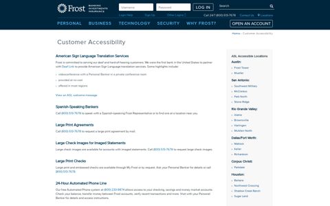 Customer Accessibility - Frost Bank