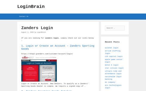Zanders - Login Or Create An Account - Zanders Sporting Goods