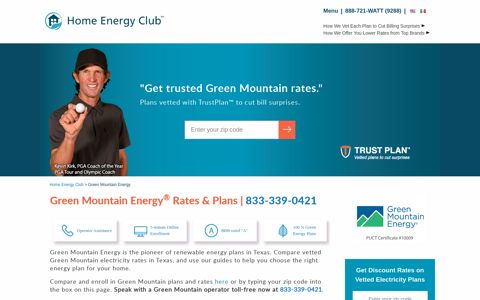 Green Mountain Energy Rates, Plans, Reviews | 833-339-0421