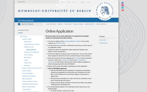 Online Application - HU International - Humboldt-Universität ...