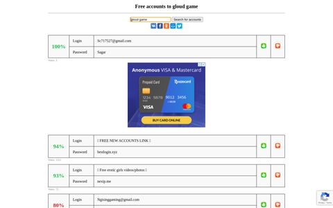 gloud game - free accounts, logins and passwords