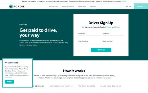 Sign Up To Drive with Roadie | Make Money Driving