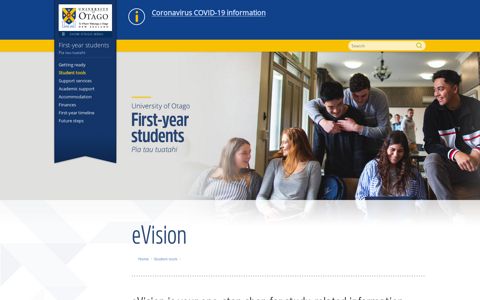 eVision, Student tools, First-year students, University of Otago ...