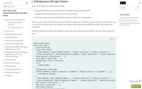 Junos OS Login Classes Overview - TechLibrary - Juniper ...