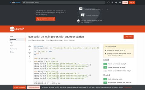 14.04 - Run script on login (script with sudo) or startup - Ask ...