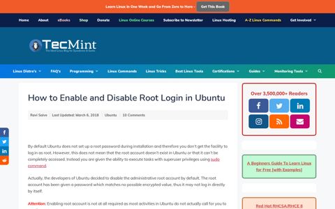 How to Enable and Disable Root Login in Ubuntu - Tecmint