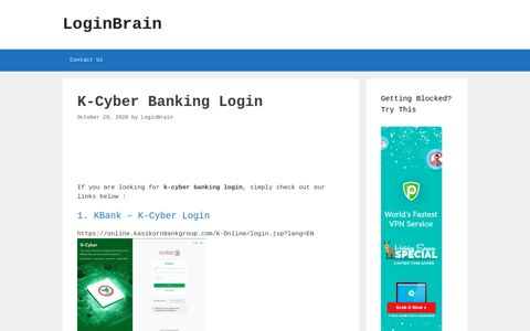 K-Cyber Banking - Kbank - K-Cyber Login - LoginBrain