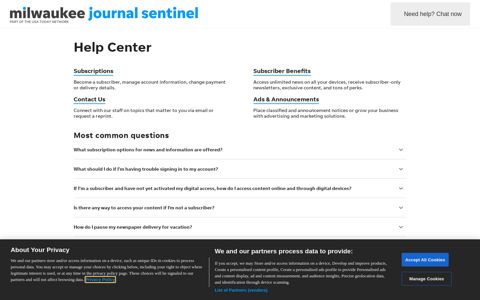 Milwaukee Journal Sentinel: Help Center