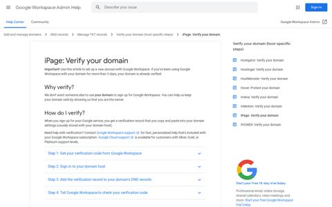 iPage: Verify your domain - Google Workspace Admin Help