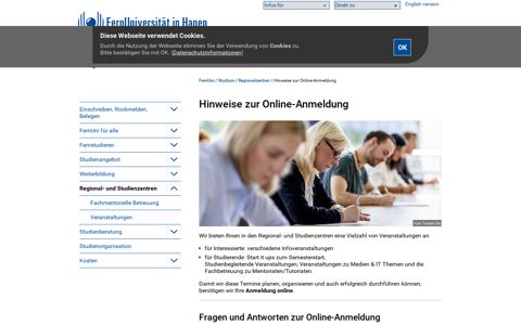 Hinweise zur Online-Anmeldung - FernUniversität in Hagen