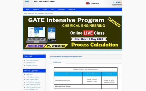 GATE Chemical Engineering Coaching By Eii