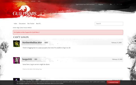 Can't login — Guild Wars 2 Forums