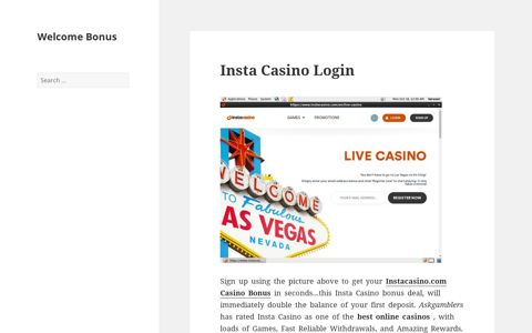 Insta Casino Login - Welcome Bonus