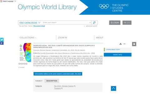 Ingresso legal : Rio 2016 / Comitê ... - Olympic World Library