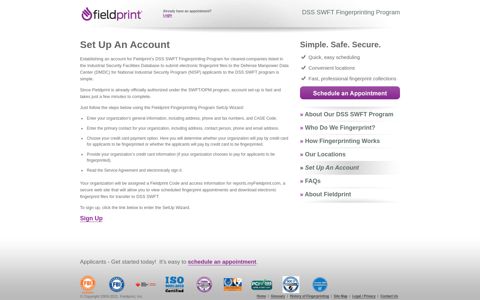 Set Up An Account - SWFT Fingerprinting