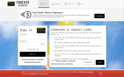 Forever 21 Credit Card - Home - Comenity