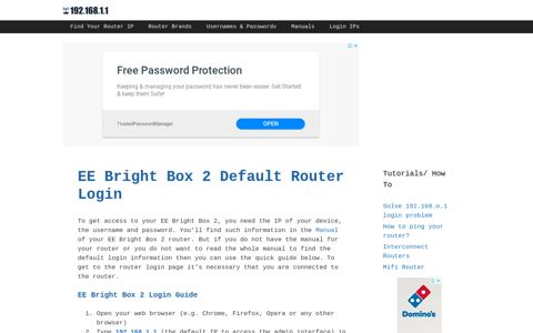 EE Bright Box 2 Default Router Login - 192.168.1.1