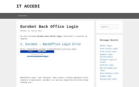 Eurobet Back Office Login - ItAccedi