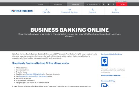 Business Banking Online - First Horizon Bank