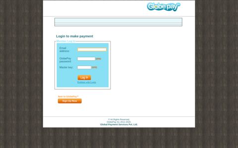 Login to make payment - GlobePay