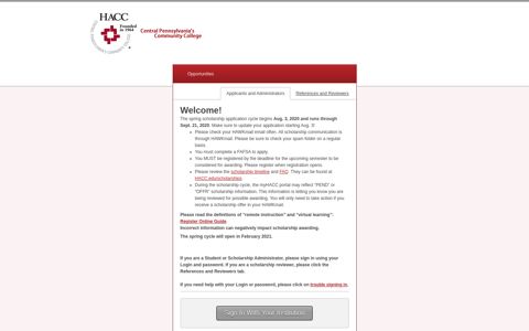 Sign In - HACC Foundation Scholarships
