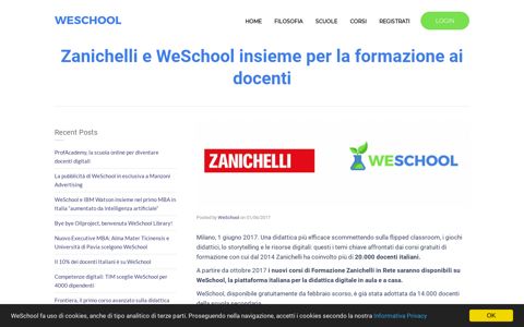 Zanichelli e WeSchool insieme per la formazione ai docenti ...