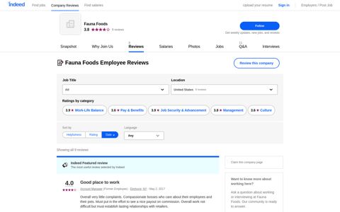 Working at Fauna Foods: Employee Reviews | Indeed.com