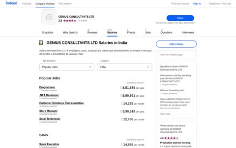 GENIUS CONSULTANTS LTD Salaries in India | Indeed.co.in